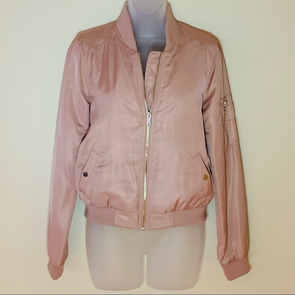 NWOT RARE - Pimkie - Rose Colored Satin Bomber Jacket - Sz. S - Picture 2 of 11